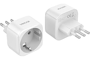 VINTAR 1PC Adapter Italien Steckdose, Europa/Deutschland nach Italien Reiseadapter für Italien, Syrien, Uruguay, Chile, Malediven, L-förmiger Reiseadapter, Weiß