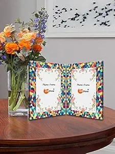 999Store Multi Color Triangle 2 Sided Folding Photo Frame (Printed MDF_12X8 Inches_Multi)