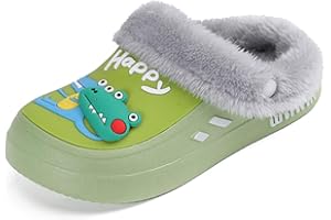 Yeeteepot Kinder Winter Clogs Mädchen Jungen Plüsch Pantoletten Pantoffeln Warme Gefüttert Hausschuhe Weich rutschfeste Gartenschuhe Cartoon Slippers