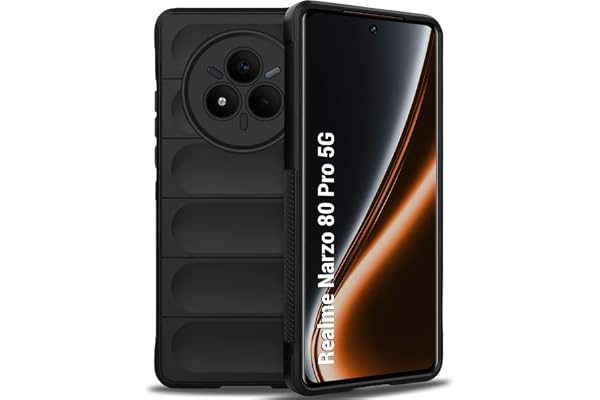TheGiftKart Liquid Silicon Back Cover Case for Realme Narzo 80 Pro 5G ShockProof Military Grade Protection Micro-Fibre Cloth On Inner Side Anti-Slip Grip Back Cover for Narzo 80 Pro (TPU, Black)