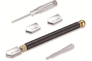 HRLORK 5 Pcs Glass Cutter Kit 2mm-20mm Glass Cutting Tool Set for DIY Crafts Cutting Tiles Mosaic Bottles Mirrors