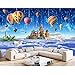 Price comparison product image Customize 3D Wall Mural Modern Stereoscopic Sky Hot Air Balloon Paper for Children Tv Room As Backdrop 3D Wall Paper(W)250X(H)175Cm