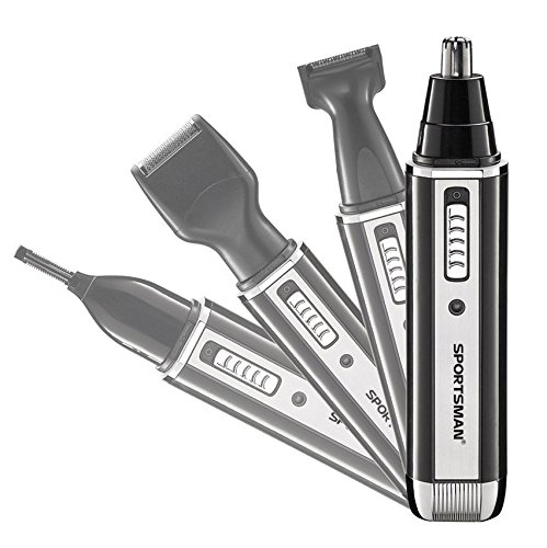 BEARS VS BABIES 4 in 1 Rechargeable Nose Hair Trimmer,Premium Quality Stainless Steel Nose, Ear and Facial Hair Trimmer Black