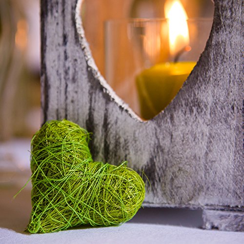 Sisalherzen, grün, 24 Stck. – natürliche Dekoration zur Hochzeit, Taufe, Geburtstage oder Gartenparty! - 3