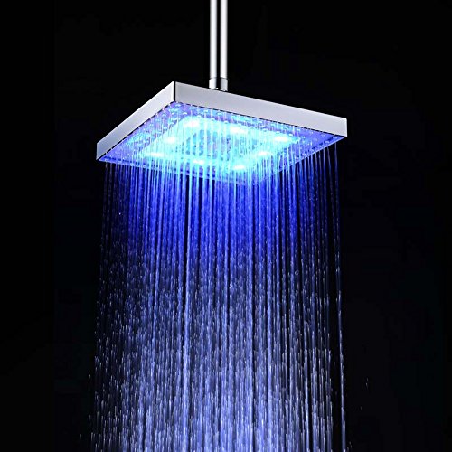 Getek square 8 "Zoll LED Duschkopf mit Temperatur Sensor Duschkopf mit 3 facher Farbverstellung