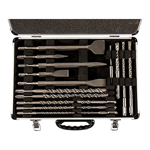 STIER SDS-Plus Bohrer & Meißelsatz I SDS-Plus Spitzmeißel I SDS-Plus Flachmeißel I SDS-Plus Breitmeißel I SDS-Plus Bohrer 260mm – 210mm I 17-teiliges Set im praktischen Metallkoffer - 2