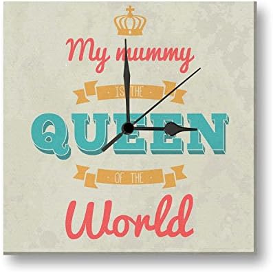 Giftsmate Mothers Day Gifts Mummy Queen of the World Wall Clock for Mom - 6x6 inches