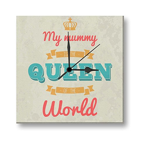 Giftsmate Mothers Day Gifts Mummy Queen of the World Wall Clock for Mom - 6x6 inches