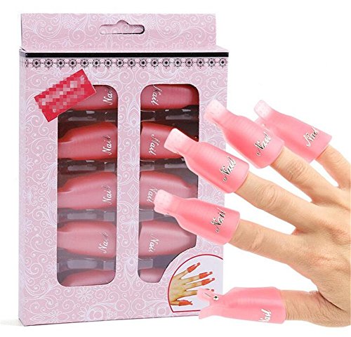 10 Stück Nagel Kunst tränken weg Cap Clip, UV Gel Polish Remover Wrap-Werkzeug,CIDBEST® Professionelle Kunststoff-Acrylnagel Auferstehung Sets Nail Clip Resurrection Finger setzt Nagel-Sets Maniküre Werkzeuge - 5