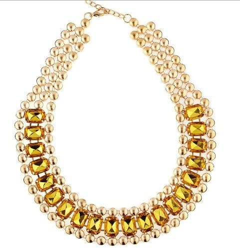 Isis Yellow Crystal Embellished Gold Collar Necklace Fashuun Village
