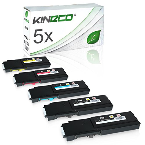 5 Toner kompatibel für Dell C2660DN, C2665DNF , C2600 Series - 593BBBM - Schwarz je 3.000 Seiten, Color je 4.000 Seiten