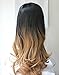 Ladies 3/4 Wig Fall Clip In Hair Piece Extensions Ombre Dip dye (Wavy/curly, Black to dark blonde)