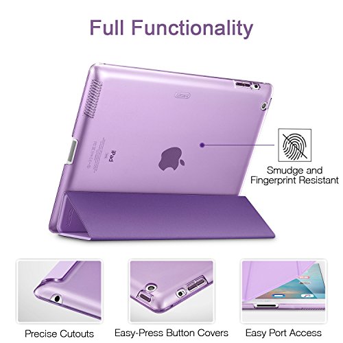 iPad 2 / 3/ 4 Hülle, ESR® Yippee Series Auto Aufwachen/Schlaf Funktion Wickelfalz PU Ledertasche mit Durchschaubar Rückseite Schutzhülle für iPad 2 3 4 (Lila) - 7