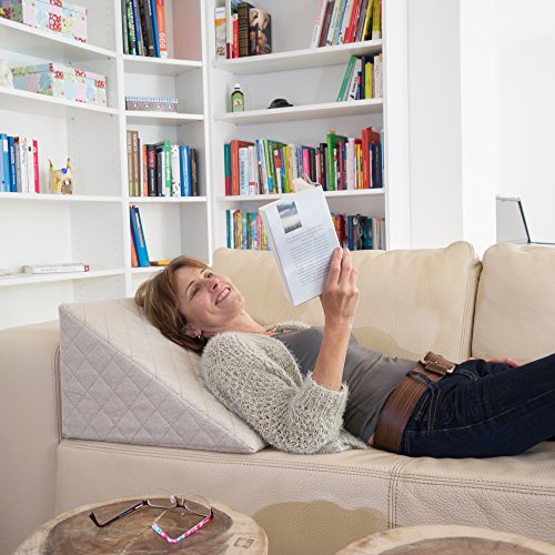 Sabeatex® Rückenkissen, Keilkissen für Couch und Sofa, Lesekissen für bequemes Sitzen. 5 Unifarben für trendiges Wohndesign. Louge-oder Palettenkissen Größe 60 cm x 50 cm x 30 cm (Beige / Natur ) - 3
