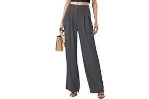 Joligiao Pantalon Cargo pour Femmes Pantalon Jambe Droite Palazzo Pantalon Taille Haute Pantalon Fluide Pantalon Ample Décontracté Chic et Elegant Pantalon Plissé avec Poches Pantalons Casual