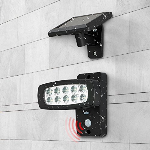 OUBO LED Solarleuchten mit Bewegungsmelder aussenleuchte 2 Modi, aussenlampe mit Sensor, für Garten, Garage, Patio, Zaun, Hof, Balkon, Terrasse, Haus, Auffahrt Wasserfest Schwarz - 9