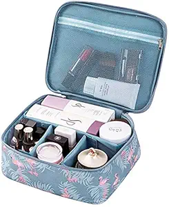 FASTUNBOX (LABEL) Womens Zipper Makeup Organizer Sturdy Professional Travelling Gift Bag with Adjustable partition