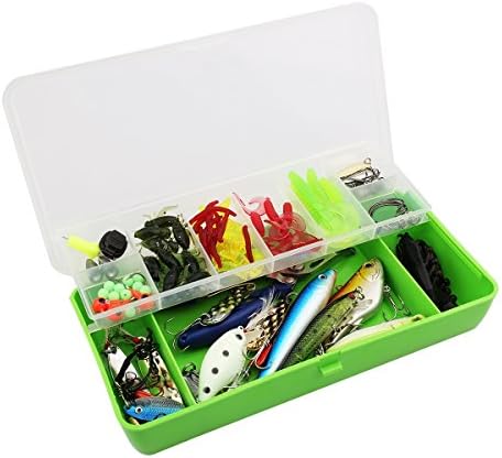 Fishing Lures 101PCS/Box Mixed Lots including Hard Lure Minnow Popper Crankbaits VIB Topwater Diving Floating Lures Soft Plastics Worm Spoons Other Saltwater Freshwater Lures with Tackle Box