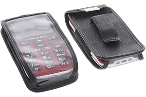 foto-kontor Handytasche kompatibel mit Doro Primo 366 mit Sichtfenster und Gürtelclip Schutzhülle schwarz