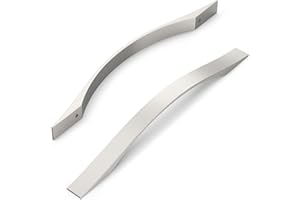 FURNIWARE Confezione da 10 maniglie per armadio, maniglie per mobili, nichel satinato spazzolato, distanza tra i fori di 192 mm, maniglie per cucina, maniglie per cassetti, maniglie per armadi da