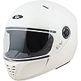 O2 Vayu Helmet Full Face with Scratch Resistant Clear Visor, Cross Ventilation, Adjustable Chin Strap & Matte Finish Graphics for Motorcycle Scooty Mens Riding (White, M)