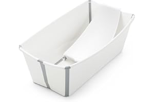 Stokke Flexi Bath (White) with Newborn Support - Durable & Easy to Store - Convenient to Use at Home or When Travelling - Best for Newborns & Babies Up to 48 Months