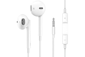 ROOSTON Écouteurs Prise Jack 3.5mm, Écouteur Intra-Auriculaire Filaire, Casque avec Microphone, Compatible avec Tablettes et Ordinateurs Portables Samsung, Huawei, iPhone, MP3 Players (Blanc)