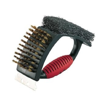 Landmann Grillreinigungsbrste Profi 3 In 1 Mit Kunststoffschwamm Und Edelstahl Schableiste