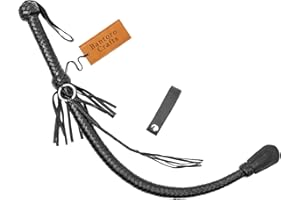 Bantoro Crafts Noir Fouet Nagaika Fait à la Main 2,5 Pieds de Longueur Fouet cosaque Kamcha Nagaika Donskaïa Abachkine Auto défense 12 Tresses Brins Cuir tressé