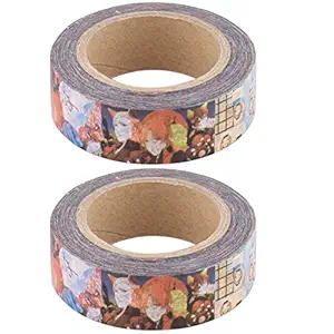 ELECTROPRIME Boy Pattern School Stationery Box Paperboard Sticker Washi Tape Decorative 2pcs