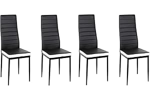 IZTOSS Set di 4 Sedie Cucina, Sedie Sala da Pranzo 4 pezzi Moderno, con Schienale Alto in Ecopelle (NeroBianco-4 pezzi)