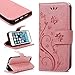 Produktbild SMART LEGEND iPhone SE Lederhülle, iPhone 5S 5 Handyhülle Schmetterling Weinstock Premium Schutzhülle Wallet Case Rosa Muster Design Etui Brieftasche Ledertasche mit Handschlaufe Neu Zubehör im Bookstyle Cover Schale mit Ständer Standfunktion Etui Karten Slot und Magnetverschluss Flip Case