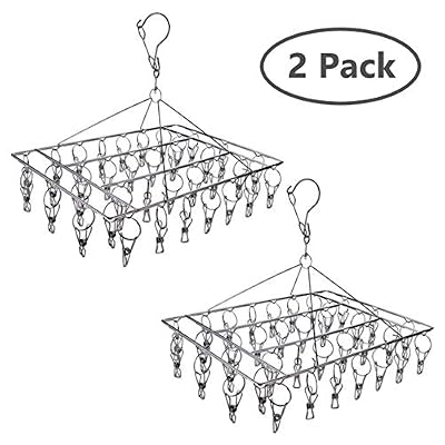 Skroad Acier Inoxydable Sock Séchage Rack, Acier Inoxydable, 2 Pcs Hangers, 30 Pegs & 36 Pegs