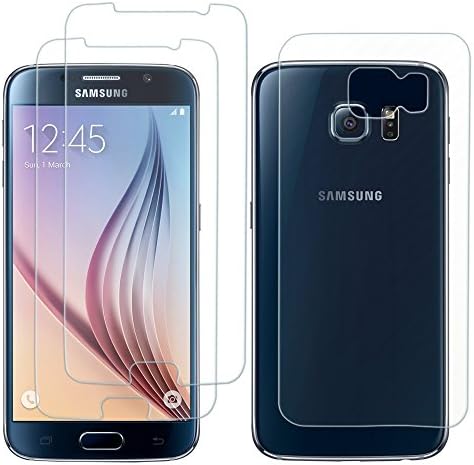(2 Front+ 1 Back) Samsung Galaxy S6 Screen Protector, Didisky 2 Pack Tempered Glass Screen Protector for Samsung Galaxy S6 0.3MM 9H + 1 Pack Carbon Fiber Protector For Back (DSKY170115)