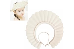 EMTSEB Baby Shower Cap Bath Visor Protection Silicone Adjustable Safe Shower Bathing Cap for Infants Toddler Baby Kids Children (6 Months-12 Years old, Beige)