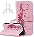 Produktbild ISENPENK Neu Design für iphone 5 hülle Leder,iphone 5s hülle Leder,iphone SE hülle Leder Fenster Serie 3-in-1 Leder hülle,Leder PU Lederhülle Muster Pattern Flip Hülle Case Bookstyle Cover Schale Standfunktion Etui Schutzhülle Tasche Credit Card Slots Wallet Case Leder Tasche Schutzhülle+1 x USB Ladekabel DatenkabelDatenkabel[Rosa]
