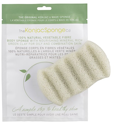 Konjac 6 Wave body sponge with Green clay, Oily combination skin.