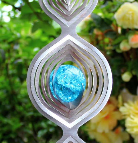 Windspiel Mobile „LANZE“ mit 50 mm Glaskugel aus Edelstahl -Farben nach Wunsch-absolut Wetterfest- - 3