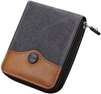 Canvas leather Wallet , Double layer Classic Bifold Purse with Card Holder for men and Teenagers