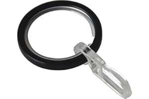GARDINIA Anillas para barras de cortina con Ø 20 mm, Con inserto deslizante y ganchos de cortina, 10 piezas, Serie Chicago, Anchura 4 mm, Metal, Negro mate