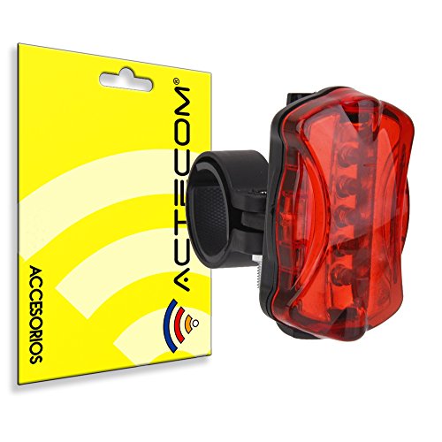 ACTECOM® LUZ TRASERA LED PARA MOUNTAIN BIKE BICICLETA 6 MODOS LUCES POSICION SEGURIDAD