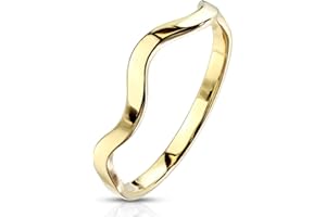 Autiga® Damen Ring Edelstahl Welle Herren Stapelring Bandring
