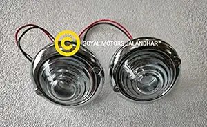 Willys Classic Chrome Indicator Light Used at Front Grill (Pair) Spare Parts, Accessories Compatible for Jeeps