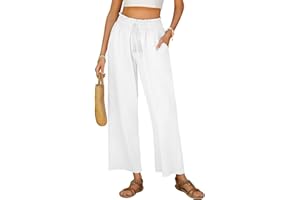 Yuson Girl Pantaloni Donna Estivi Leggeri Pantaloni Tuta Tinta Unita Pantaloni Lino Donna Pantaloni con Coulisse Pants Pantaloni in Cotone e Lino con Tasche