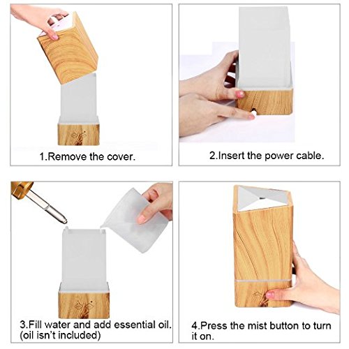 NexGadget Aroma Diffuser, Holzmaserung Luftbefeuchter 200ml Ultraschall Humidifier Duftzerstäuber Essential Oil Diffuser Purifier für Schlafzimmer,Yoga, Büro, Baby-Raum,SPA, Massage Salon - 4