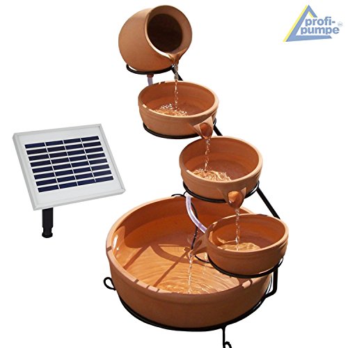 SOLAR BRUNNEN SOLAR SPRINGBRUNNEN GARTENBRUNNEN ZIERBRUNNEN SOLAR WASSERSPIEL Solar TEICHPUMPE Gartenbrunnen Solarbrunnen Vogelbad Kaskadenbrunnen Terra-2 SOLARBRUNNEN mit ECHTEN Tonschalen für Garten, Terrasse, Teich, Balkon, sehr DEKORATIV, VERBESSERTES MODELL MIT PUMPEN-INSTANT-START-FUNKTION - 3