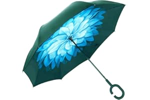 NNY Inc Double Layer Inverted Umbrella Cars Reverse Open Folding Umbrellas, Windproof UV Protection Large Self Stand Upside Down Straight Umbrella for Golf Women and Men with C-Shaped