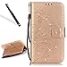 Produktbild Blumen Schutzhülle für Galaxy J5 2017,Glitzer Lederhülle für Samsung Galaxy J5 2017,Leeook Luxus Lanyard Elegante Strass Diamant Pu Leder Bookstyle Handytasche Embossing Butterfly Schmetterling Blume Strap Bling Glitzer Retro/Vintage Folio Wallet Hülle Etui Brieftasche Handyhülle Case Cover mit Ständerfunktion und Kartenfächer für Samsung Galaxy J5 2017 + 1 x Schwarz Eingabestift-Diamant,Gold