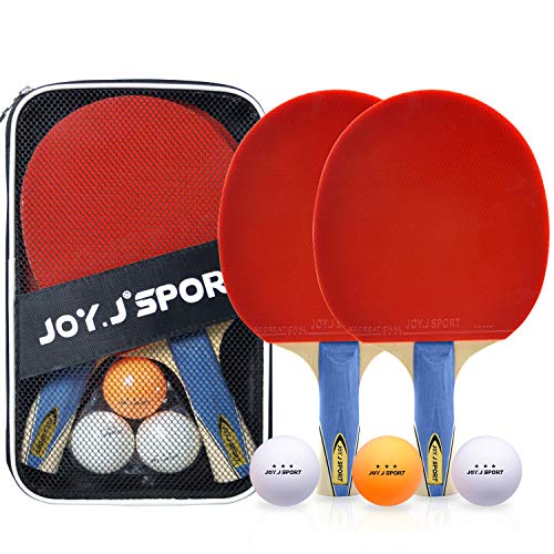 Raquette de Ping Pong Hautes Performances, Set de Tennis de Table, 9-Ply Bois | Manche Concave | éponge de Hautement élastique - Joy.J