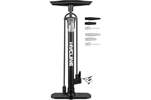 Hycline Bike Pump, Bicycle Floor Pump for Bike Tyres, 150 PSI High Pressure Bike Pumps with Presta and Schrader Valve for Road Bike Tyres, Balls, Balloons, Air Cushion